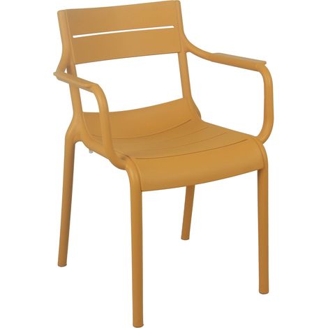 Fauteuil de terrasse en plastique jaune clair (1/5)