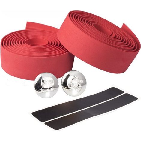 Nastro per manubrio per biciclette, confezione da 2 nastri antiscivolo, nastro per manubrio antiscivolo con tappi terminali argentati per bici da corsa, nero (1/5)