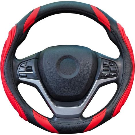 APEX Housse de volant de voiture - Housse de volant en cuir Sportage, taille universelle M (37-38 cm / 14,5-15 pouces), antidérapante (1/5)