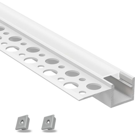 Profilé LED en Aluminium pour Plaque de Plâtre Encastré et Invisible 2 m, Barre d’Éclairage LED (Sous-Meuble) - EVOTRADE