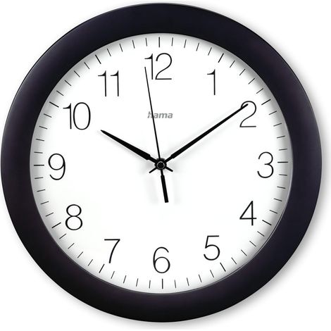 Horloge Murale DCF (Pendule Murale Radio-Pilotée, diam. 30 cm, Affichage Extra Large, Horloge Analogique, Aiguilles Heures Minutes et Secondes, Couvercle en Verre, Pile Incluse) Noir (1/4)