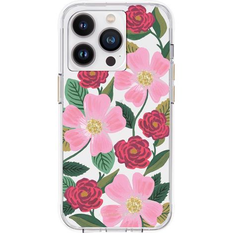 Custodia Rifle Paper Clear per iPhone 14 Pro con decorazioni dorate (Rose Garden) (1/5)