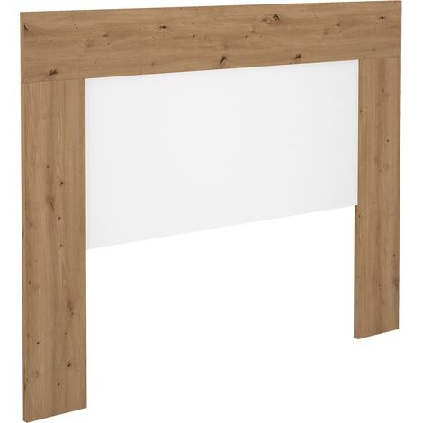 Tête de lit en bois coloris chêne Albar /blanc - Longueur 160 x Profondeur 25 x Hauteur 130 cm (1/2)