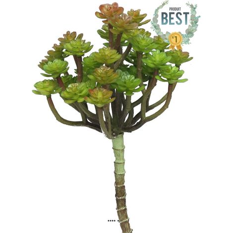 Mini têtes d'echeveria factices en piquet H22cm D12cm Vert-rouge -BEST - couleur: Vert-rouge (1/2)