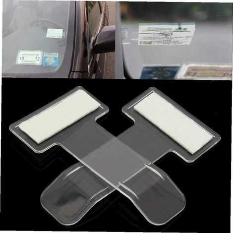 2 pièces/Set Parking Ticket plastique Pare-brise Porte-facture Ticket dossier de stationnement des véhicules aux porteurs de billets permis Attache Adhésive TapeCar (1/4)
