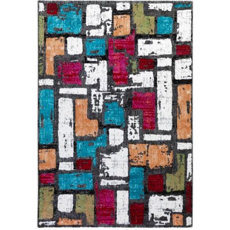 Alfombra de salón de diseño geométrico multicolor moderno Milano MUL022
