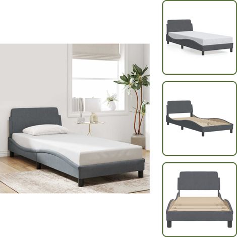 The Living Store Bettgestell ohne Matratze Dunkelgrau 90x200 cm Samt - Samtbett - Doppelbett - Boxspringbetten - Bettsofa - Lattenrost (1/5)