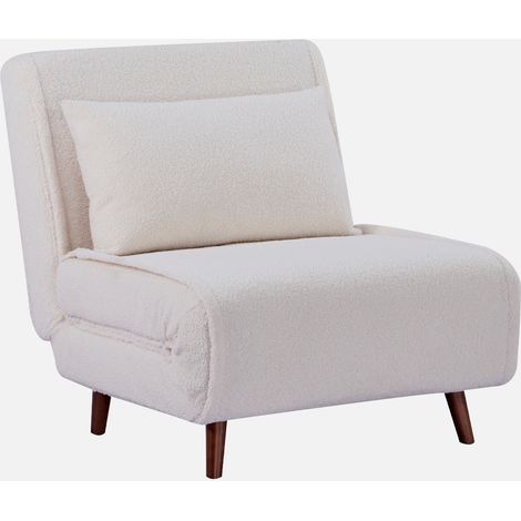 Sillón convertible borreguito base de madera, 1 plaza