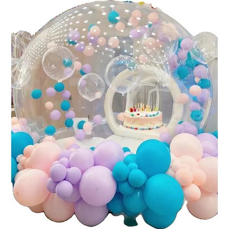 Maison à bulles, Tente en dôme gonflable, Montage automatique rapide, Design transparent, 3m Dia avec souffleur (1/2)