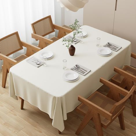 Nappe Beige Lavable 100x140cm Rectangulaire en Polyester, Résistante aux Rayures, Protection Anti-taches, Nappe de Table pour l'Extérieur, Tissu de Table pour Jardin, Salle à Manger, Fêtes et (1/5)
