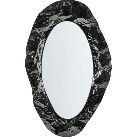 Specchio da parete decorativo con Cornice in acciaio inossidabile MDF Vetro Nero Lognes