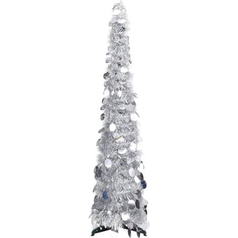 Árbol de Navidad artificial emergente PET plateado 120 cm vidaXL (1/5)