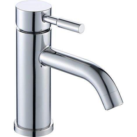 Rubinetto per lavabo, rubinetto in acciaio inox con beccuccio curvo cromato (1/5)