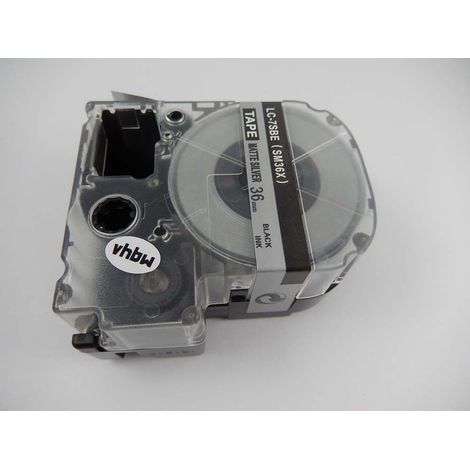 vhbw Label Tape Replacement for Epson LC-7SBE for Label Printer 8m x 36 mm, Black on Silver