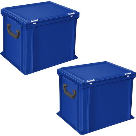 BRB Lot de 2 valises de rangement en polyéthylène HD Bleu 400 x 300 x 330 mm 31 l
