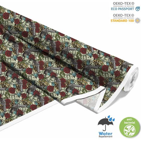 Outdoor dekostoffe oxford - Motiv Waffen und Rosen I DX676 (1/5)
