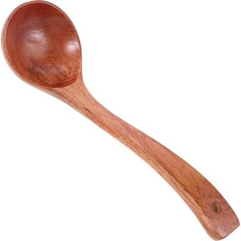 Cuillère en bois à long manche, louche pour servir la soupe, les pâtes et les raviolis. (1/4)