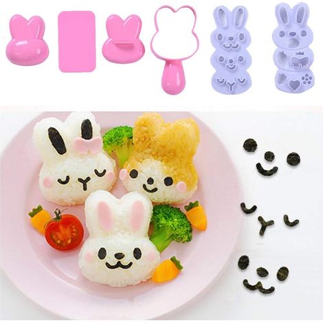 Ensemble de moules à sushi en forme de boule de riz Motif lapin Accessoires pour bento Outils de cuisine (1/5)