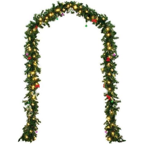 Weihnachtskranz - 5 Meter, 80 LED-Lichter (inklusive), Kranzdekorationen inklusive.