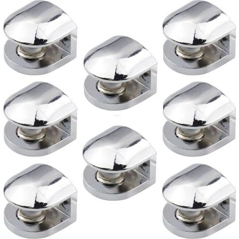 Glass shelf bracket – 8 pieces, adjustable clamp for 6-8 mm glass, wall mount for mirrors and shelves