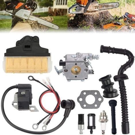pair Carburateur pour Stihl MS210 MS230 MS250 021 023 025 tronçonneuse, remplacer pour Walbro WT-286 Carb 1123-120-0605, avec Bobine d'allumage de Filtre à Air - (1/4)