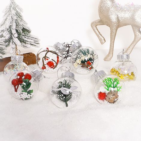 de Noël Transparentes, 12 Boules de Noël en Plastique avec décorations farcies suspendues Transparentes Boules de Bricolage pour décor de fête de Mariage de Noël Nouvel an (1/5)