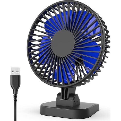 Mini ventilateur de bureau USB à 3 vitesses, silencieux, flux d'air ultra-puissant, angle d'inclinaison réglable à 40° (1/5)