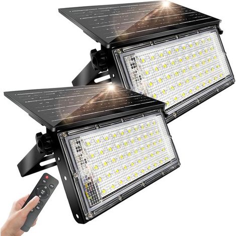 Lampada solare da esterno, 50W, LED, IP65, impermeabile, con telecomando, dimmerabile, luce di sicurezza a energia solare per verande (1/5)