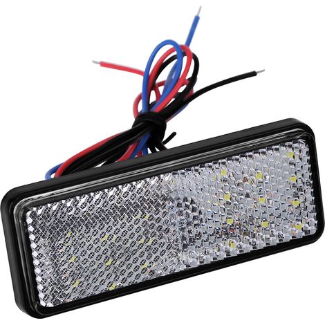 Universelles rechteckiges LED-Reflektor-Rücklicht mit Bremsfunktion für Motorräder, Roller und Mopeds, weiße Bremsleuchte.