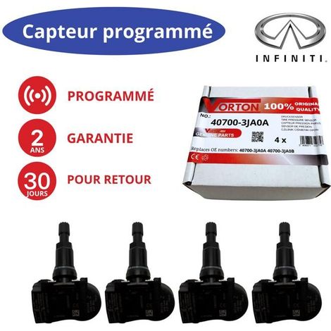Pack 4 capteurs TPMS préprogrammés INFINITI Q50 Q60 QX60 - 40700-3JA0A / 40700-3JA0B (433 MHz)