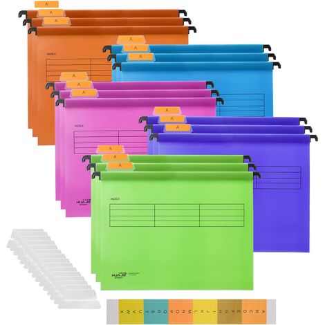 Lot de 15 dossiers suspendus A4 pour tiroir en PP, 5 couleurs (1/5)