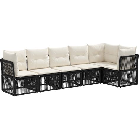 Gartensofa-set 6 pcs Schwarz Poly-Rattan vidaXL