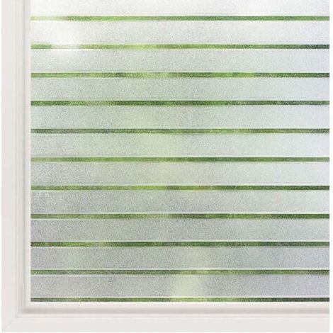 Pair Elektrostatische Fensterfolie mit horizontalem Streifenmuster, blickdichte Fensterfolie, mattierte, selbstklebende Fensterfolie, Sichtschutz für Küche, Haushalt und Badezimmer, 45 x 200 cm