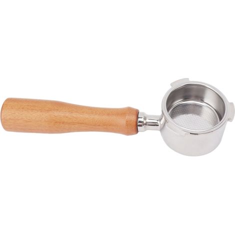 Siebträger Nu 3 Ears 51 mm für EC0680 Typ 3 Kaffeemaschine, mit Filterkorb und Holzgriff, bodenlose Ausführung (1/5)