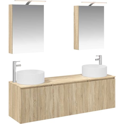 Bathroom Cabinet Set 5 pcs Sonoma Oak Engineered Wood vidaXL (1/5)