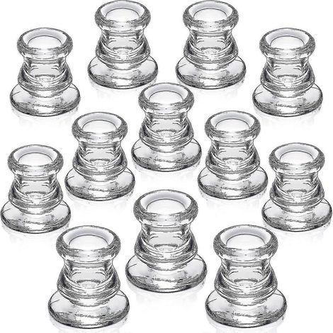 Lot de 12 bougeoirs coniques pour centre de table - bougeoirs en verre épais (1/5)
