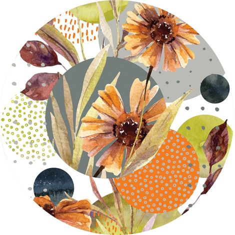 Papier peint intissé auto-adhésif rond  Thème Flowers And Shapes - 140 x 140 cm (1/4)