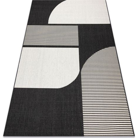 Tapis SIZAL FLAT 49384690 ABSTRACTION crème / noir black 140x200 cm