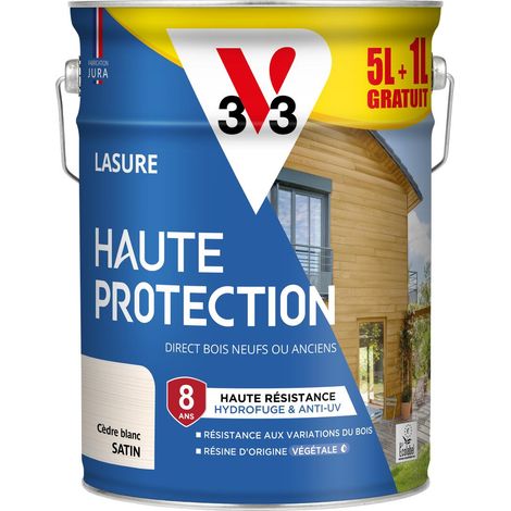 Lasure Haute Protection Biosourcée V33 cèdre blanc Satin - 5L + 20% (1/5)