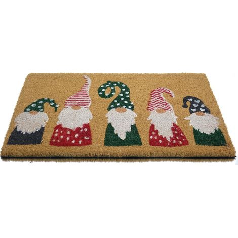 Kaemingk – Paillasson de Noël 4 lutins, 60 x 40 cm – Fibres de coco et caoutchouc (1/5)