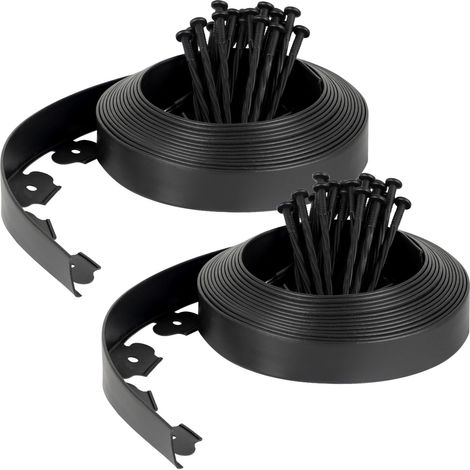 Flexible Plastic Garden Edging 20 m, Height 5 cm 60 x Anchor Pegs, Lawn, Driveway, Flowerbed, Outdoor Border, Easy to Install (1/5)