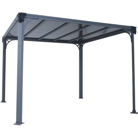 Palram - Canopia – Tonnelle Milano 3000 – Structure en aluminium 2m10 de hauteur – Toit en polycarbonate 6mm résistant aux UV – Surface 9m² pour espace de vie (1/5)