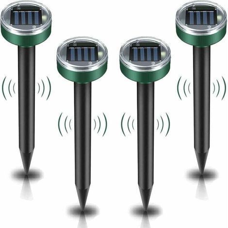 Solar-powered mole repellent – 4-pack of ultrasonic repellents – IP65 waterproof – Durable garden protection (1/5)