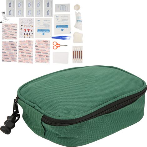 Trousse de Secours Extérieure 16 Pièces, Kit d'Urgence avec Sac de Sauvetage, Outils de Traitement, Lot Vert pour Randonnée, Camping, Voyage (1/5)