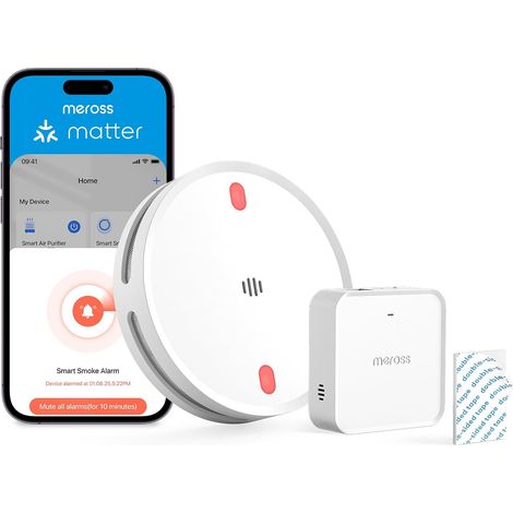 Détecteur fumée connecté avec Hub MSH450 Alarme Incendie WiFi (1/5)