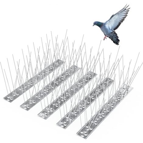 Pics Anti-Pigeons en Acier Inoxydable – Base Métallique Robuste & Antirouille – Répulsif Oiseaux pour Balcon, Fenêtre et Toiture – Protection Efficace Contre Pigeons et Mouettes – 3m (1/5)