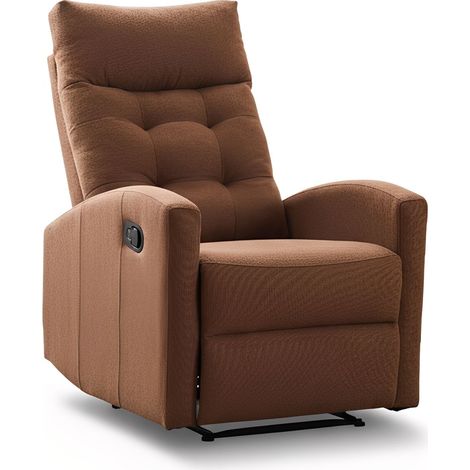 Marvin Poltrona Relax Reclinabile Manuale con Poggiapiedi Solena, Schienale Regolabile Seduta Ergonomica in Tessuto per Arredo Salotto, Soggiorno e Ufficio Marrone
