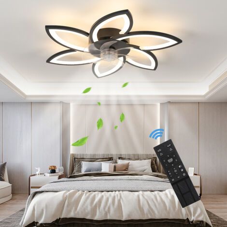 Ventilateur de plafond LED silencieux avec télécommande – 6 vitesses – Luminosité réglable 10-100% – Température de couleur 3000K-6000K – Noir (1/5)