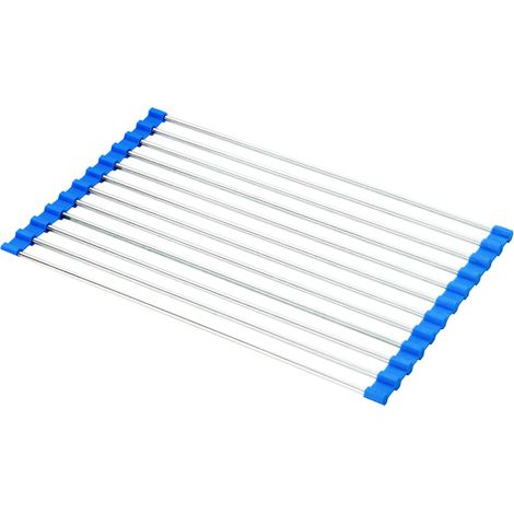 Égouttoir à vaisselle pliable en acier inoxydable à suspendre à l'évier, égouttoir à vaisselle enroulable et pliable (1/4)