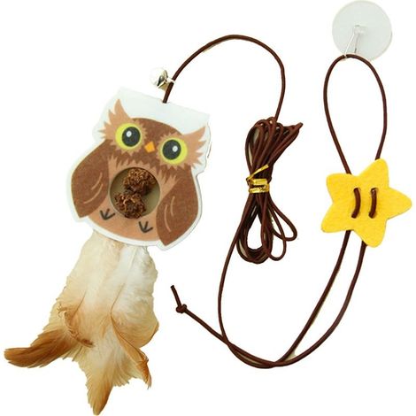 Toy to rope for chat, door suspended, plume elastic retractable, attractive, Teaser hibou (1/5)